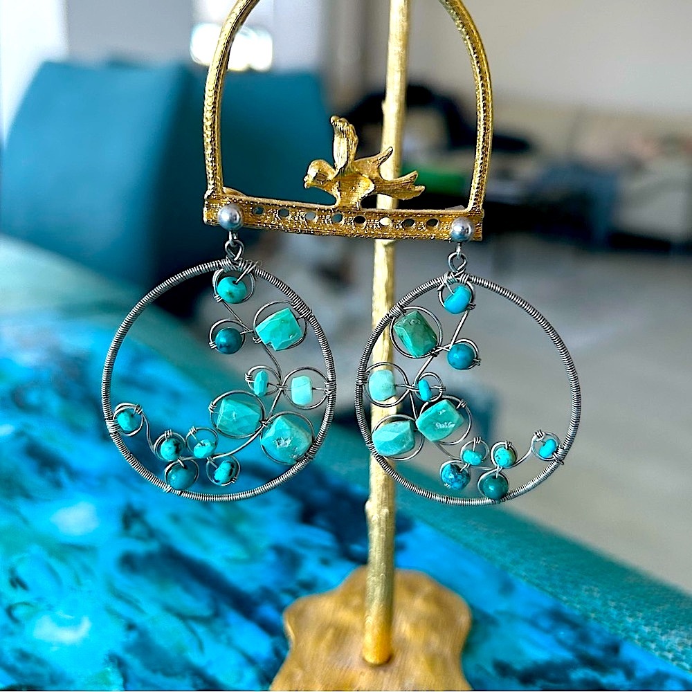 Cousin Claudine designer turquoise earrings